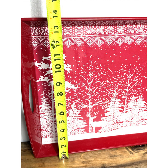 Michel Design Works Tray Red White Snowy Woodland Scene Christmas Winter Holiday - Picture 5 of 10